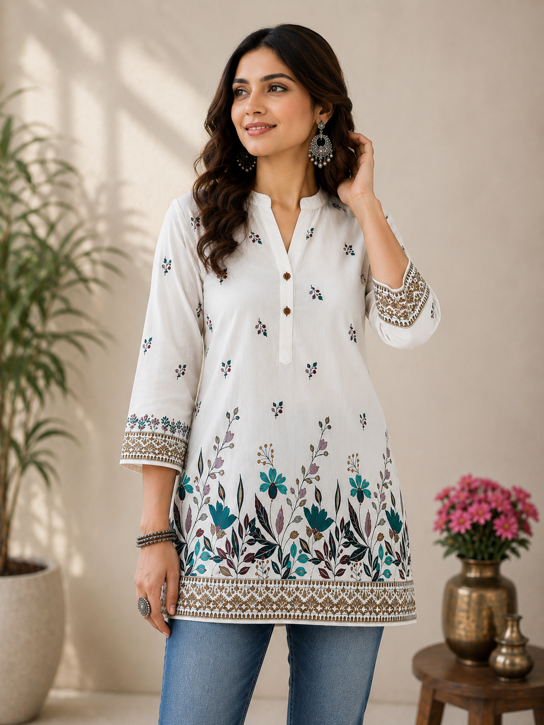 Rayon Kurti Floral Kurti